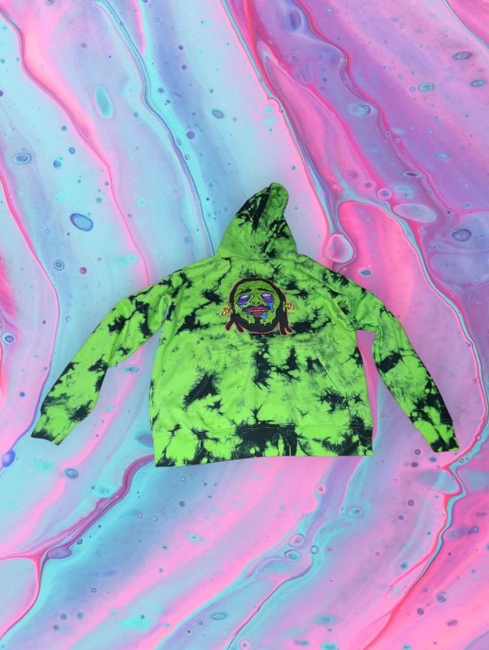 Custom made Tye dye zombie Post Malone men's size medium hoodie